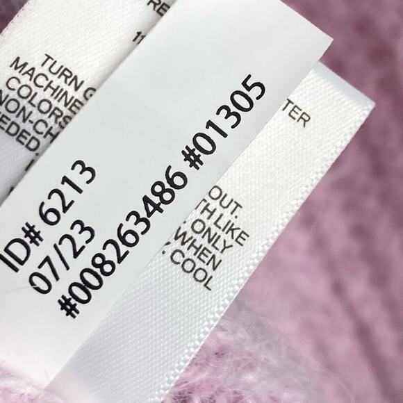 EXPRESS Fuzzy Ribbed Surplice Tie Sweater in Light Pink - Picture 12 of 15